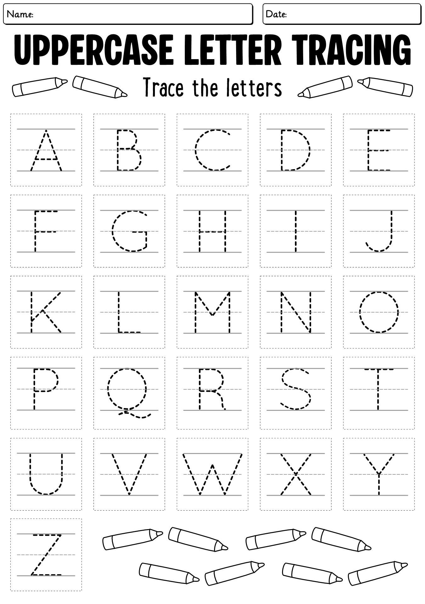 Uppercase Alphabet Letter Tracing Worksheets