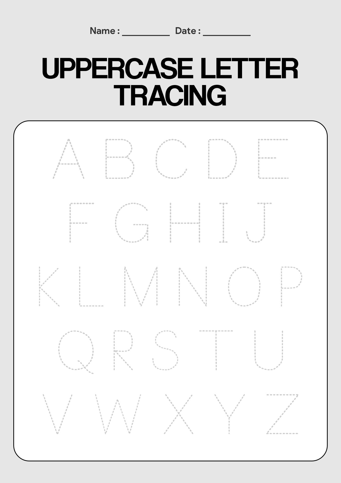 Uppercase Alphabet Letter Tracing Worksheets