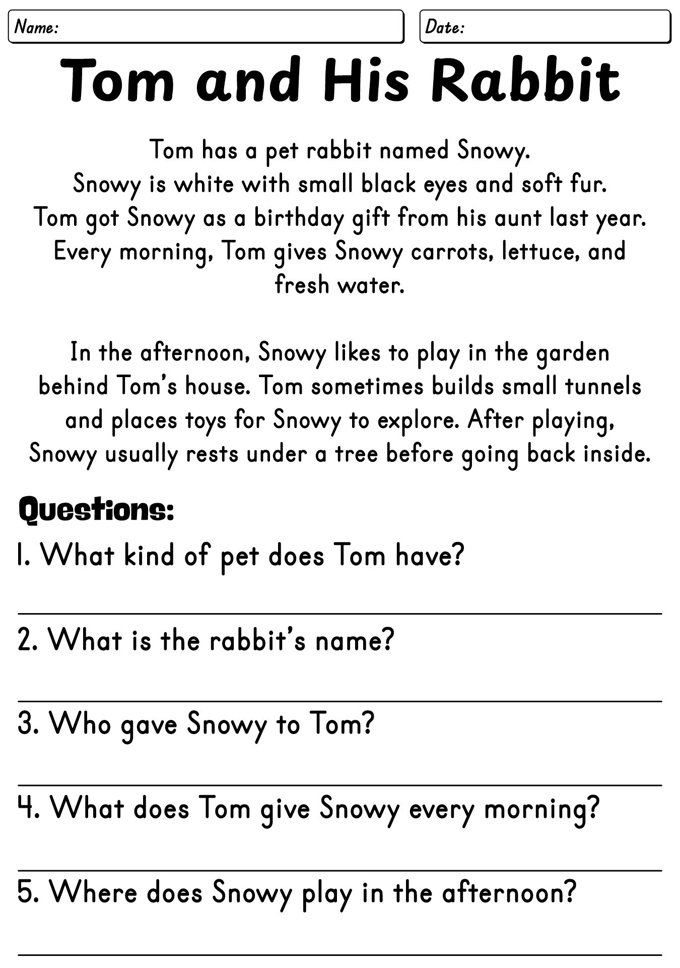 Worksheets on Reading Skills for ESL Students