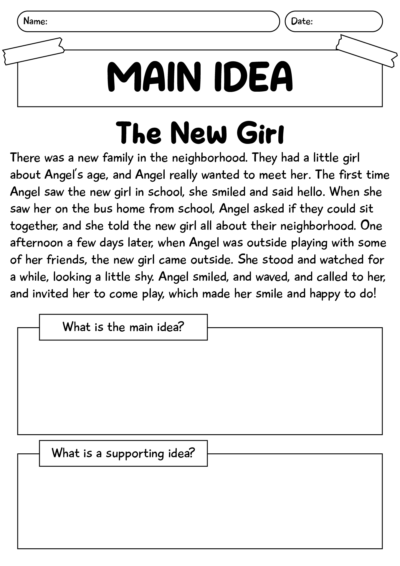 3rd Grade Main Idea Fun Worksheets