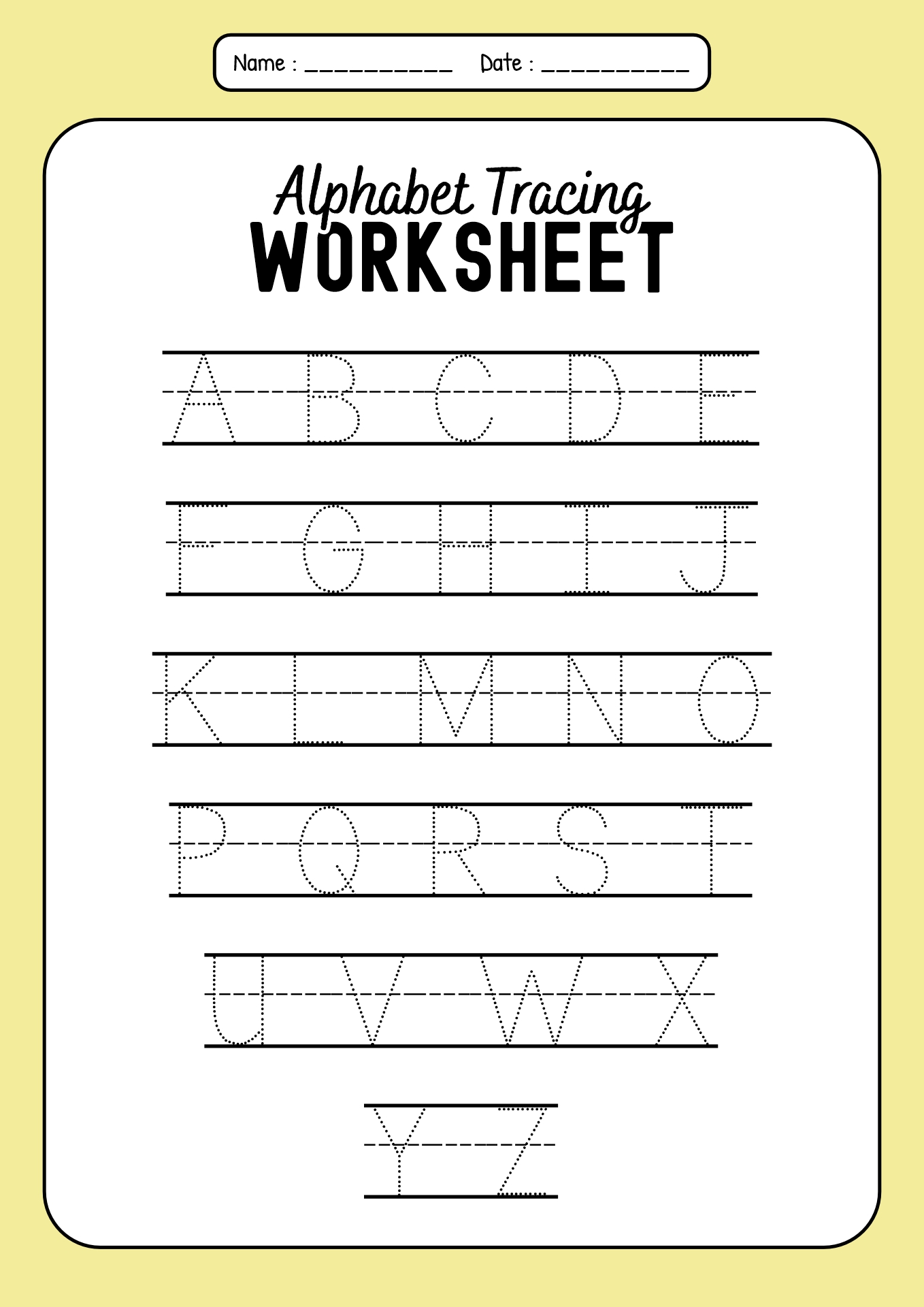 ABC Writing Practice Worksheet for Kindergarten