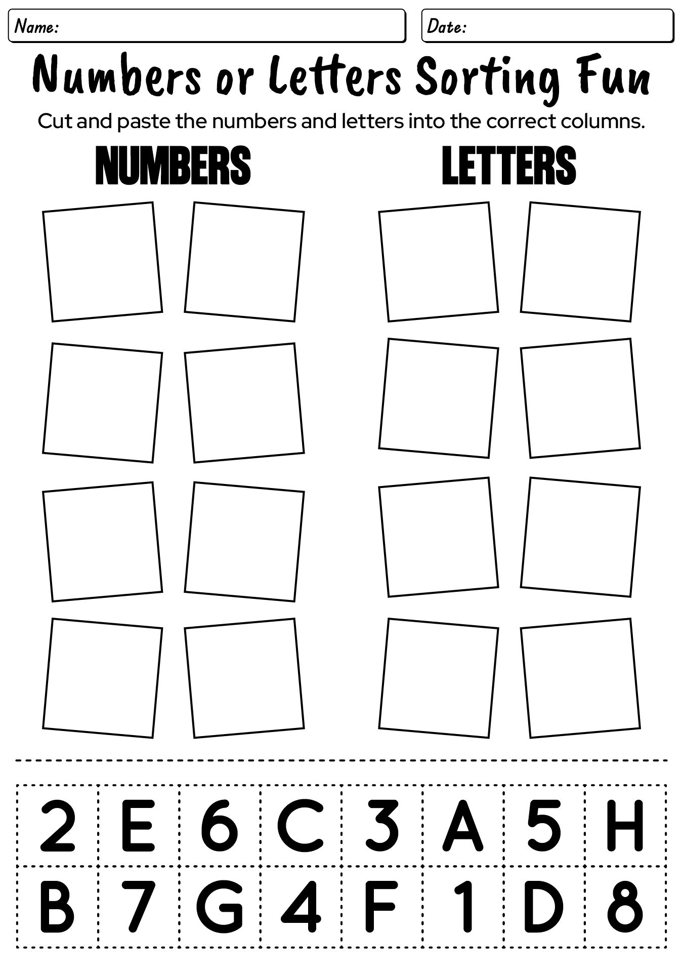 Alphabet and Numbers Worksheets for Kindergarten