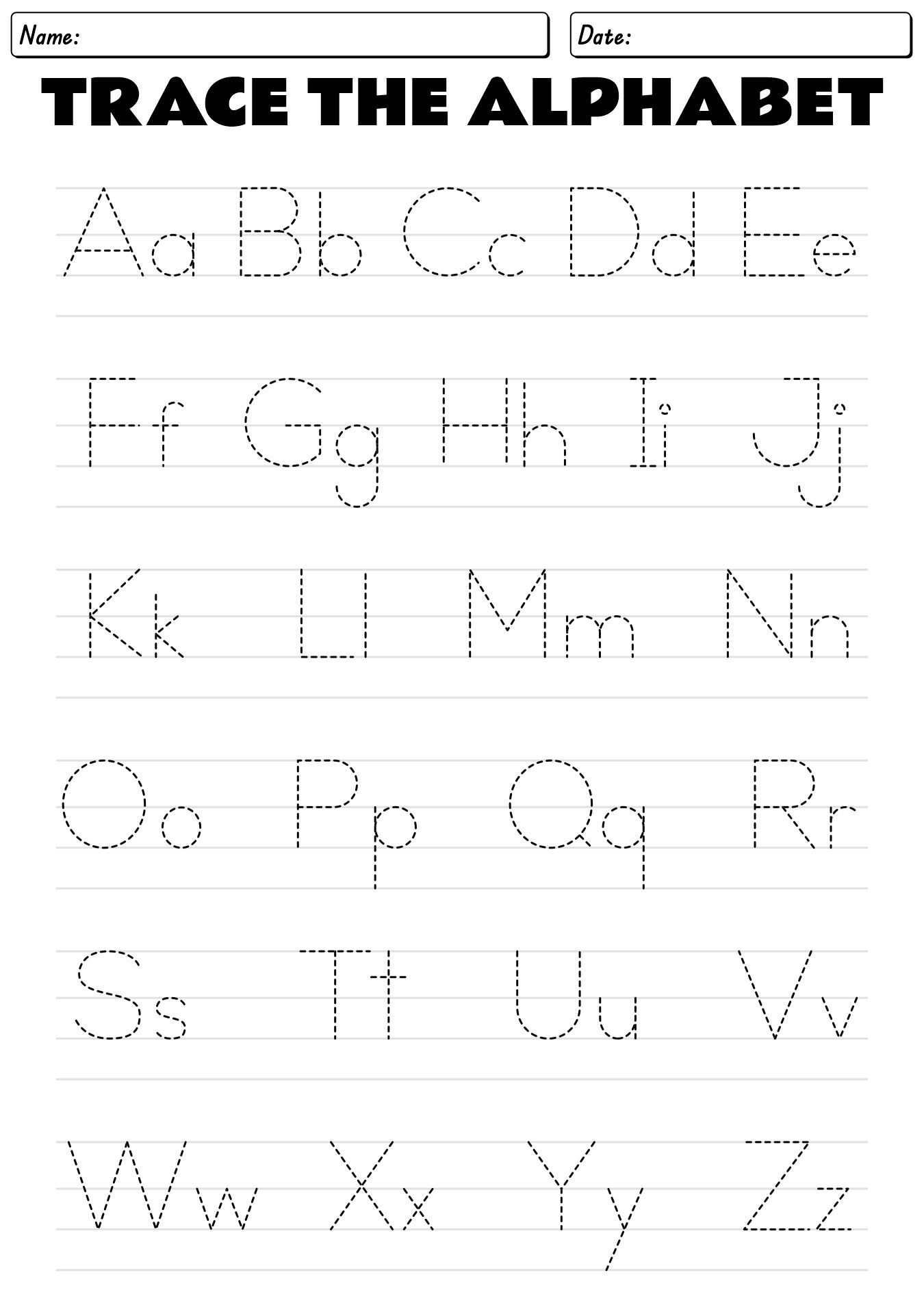 Alphabet Tracing Kindergarten Worksheets