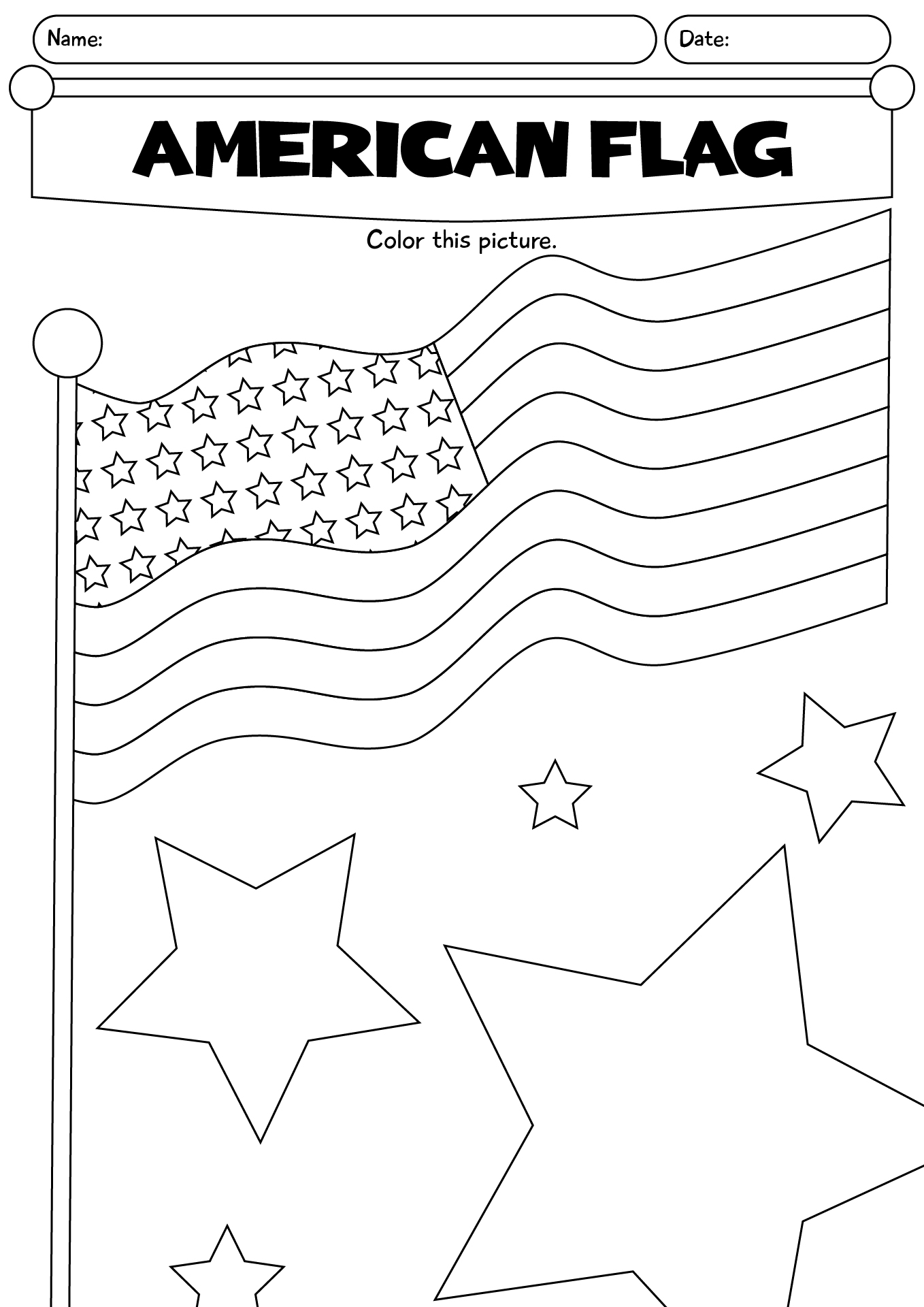 American Flag Coloring Sheet For Kids