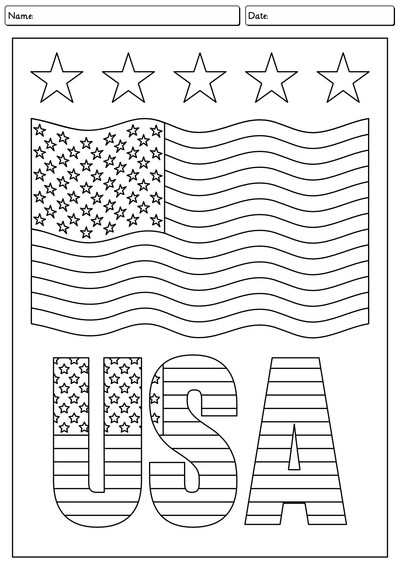 American Flag Printable Worksheet