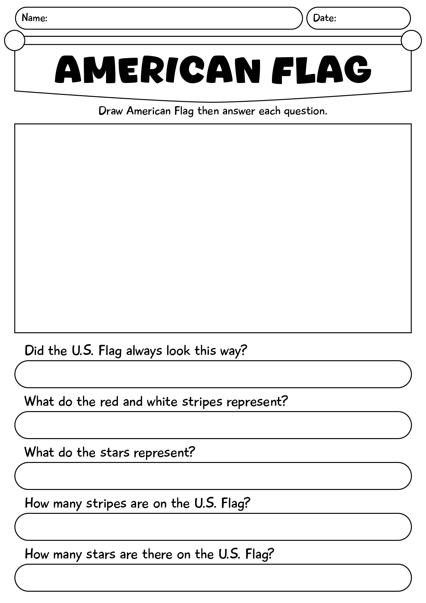American Flag Worksheet For Kids