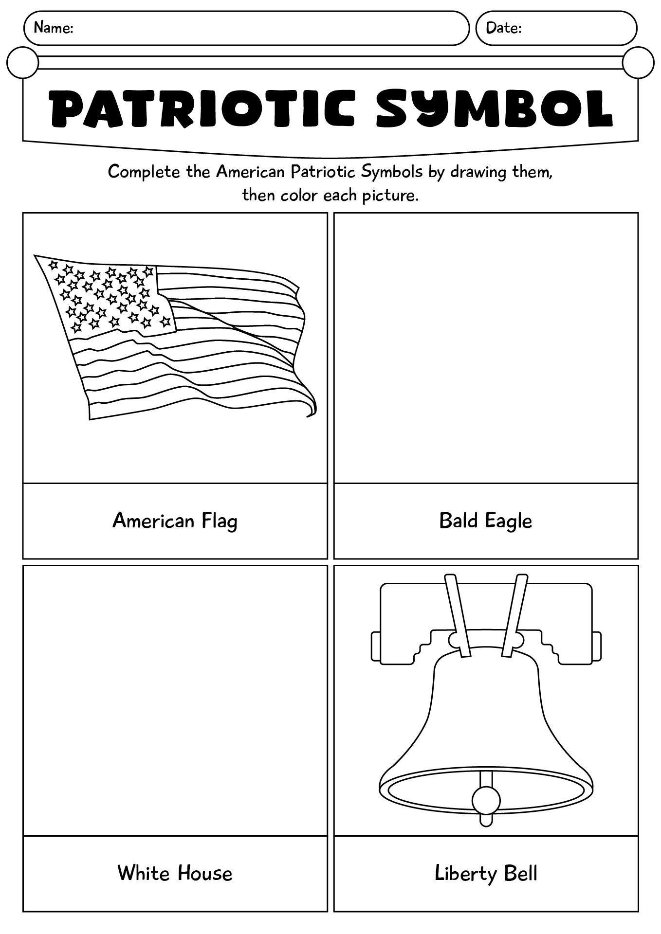 American Patriotic Symbols Worksheets