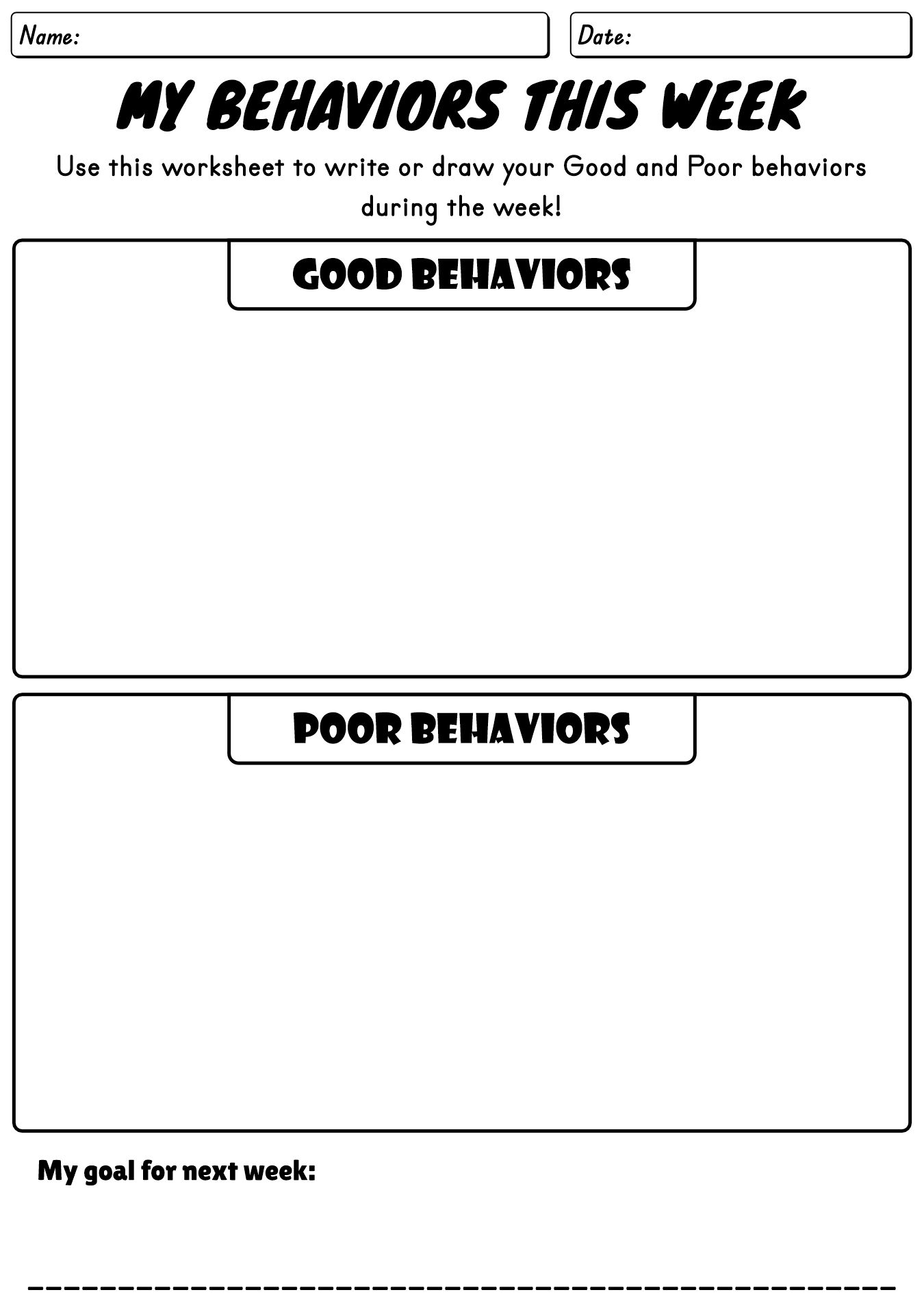 Behavior Worksheets For Kids And Teens