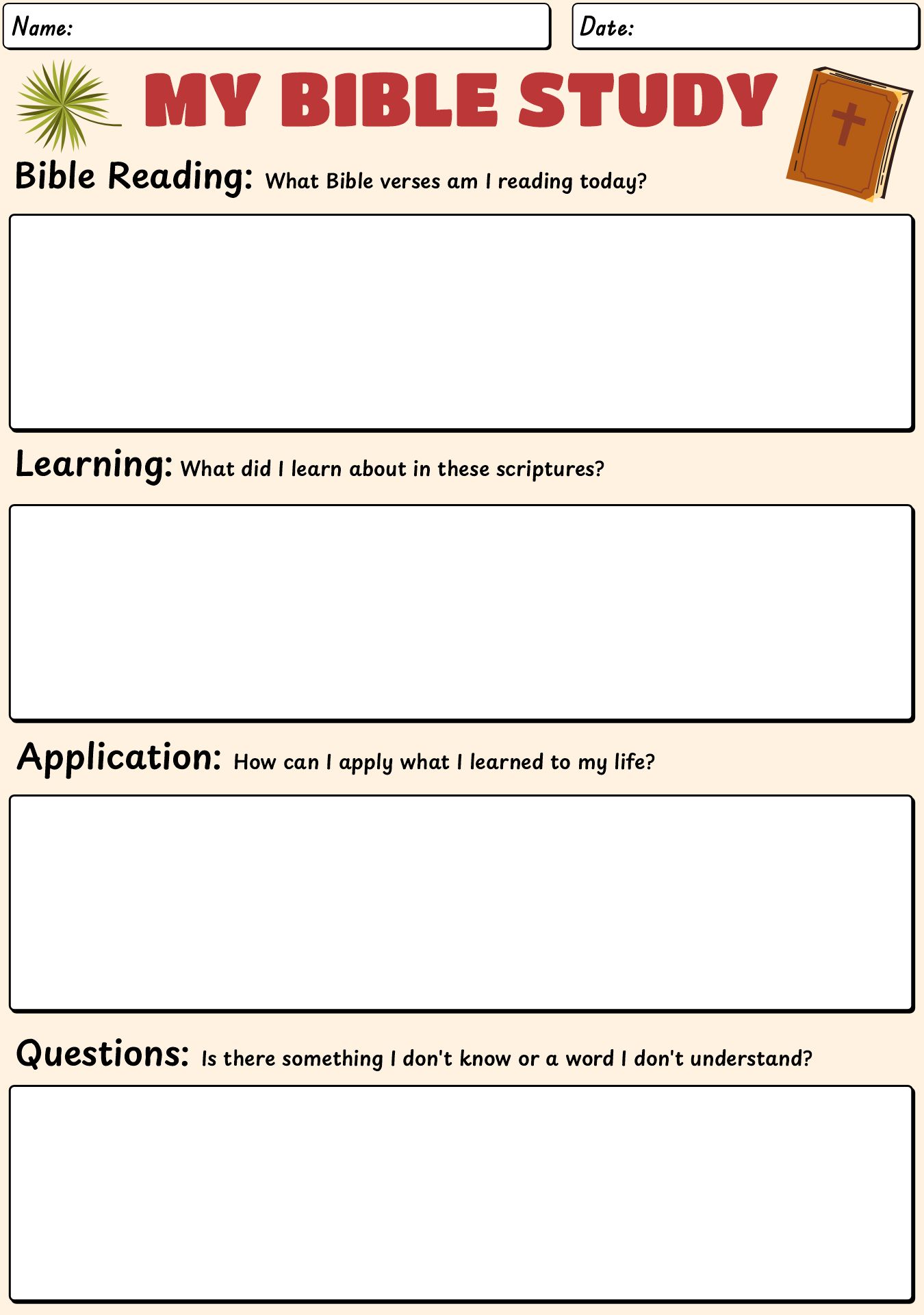 Bible Study Worksheet For Kids