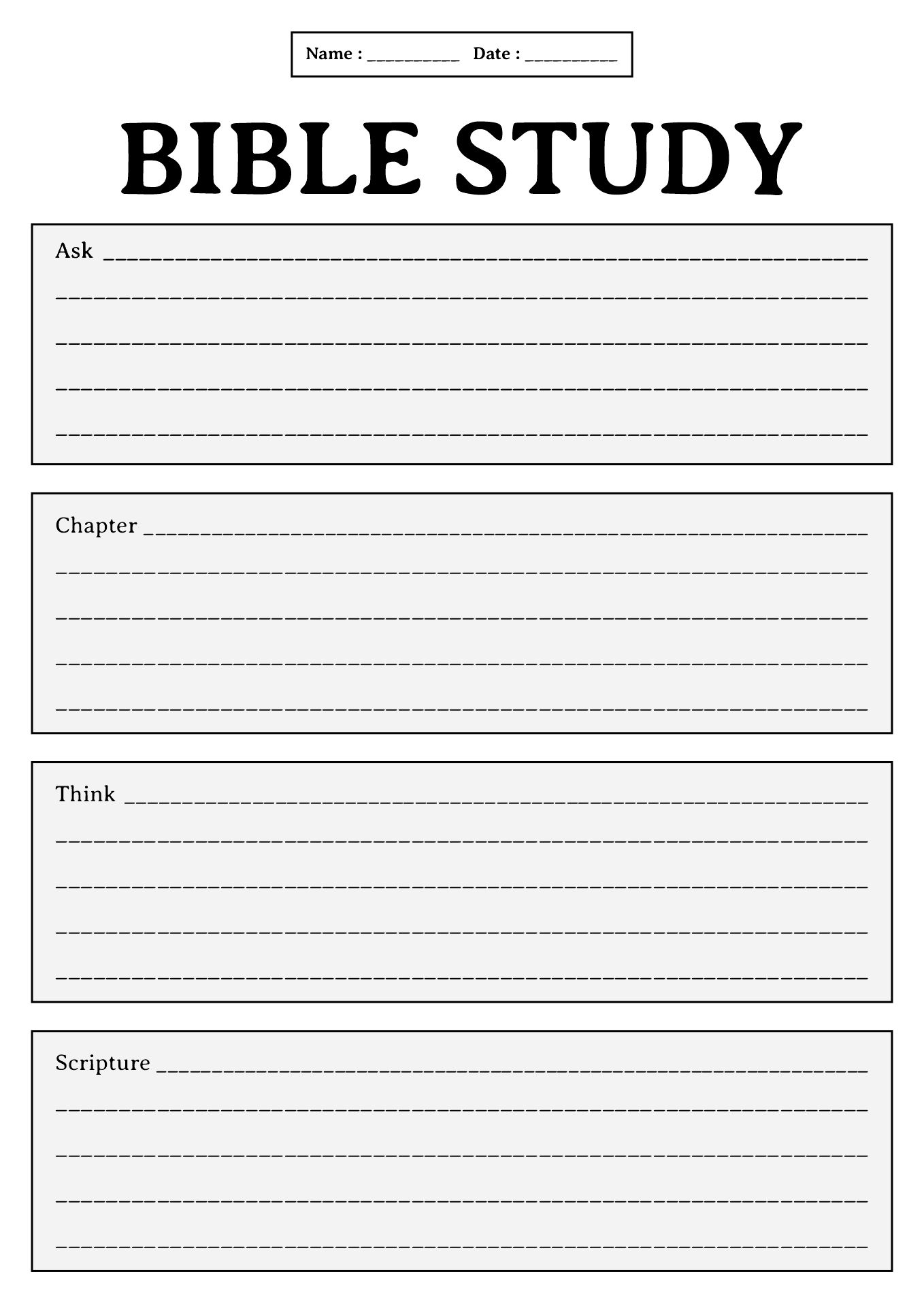 Bible Study Worksheets for Small Groups