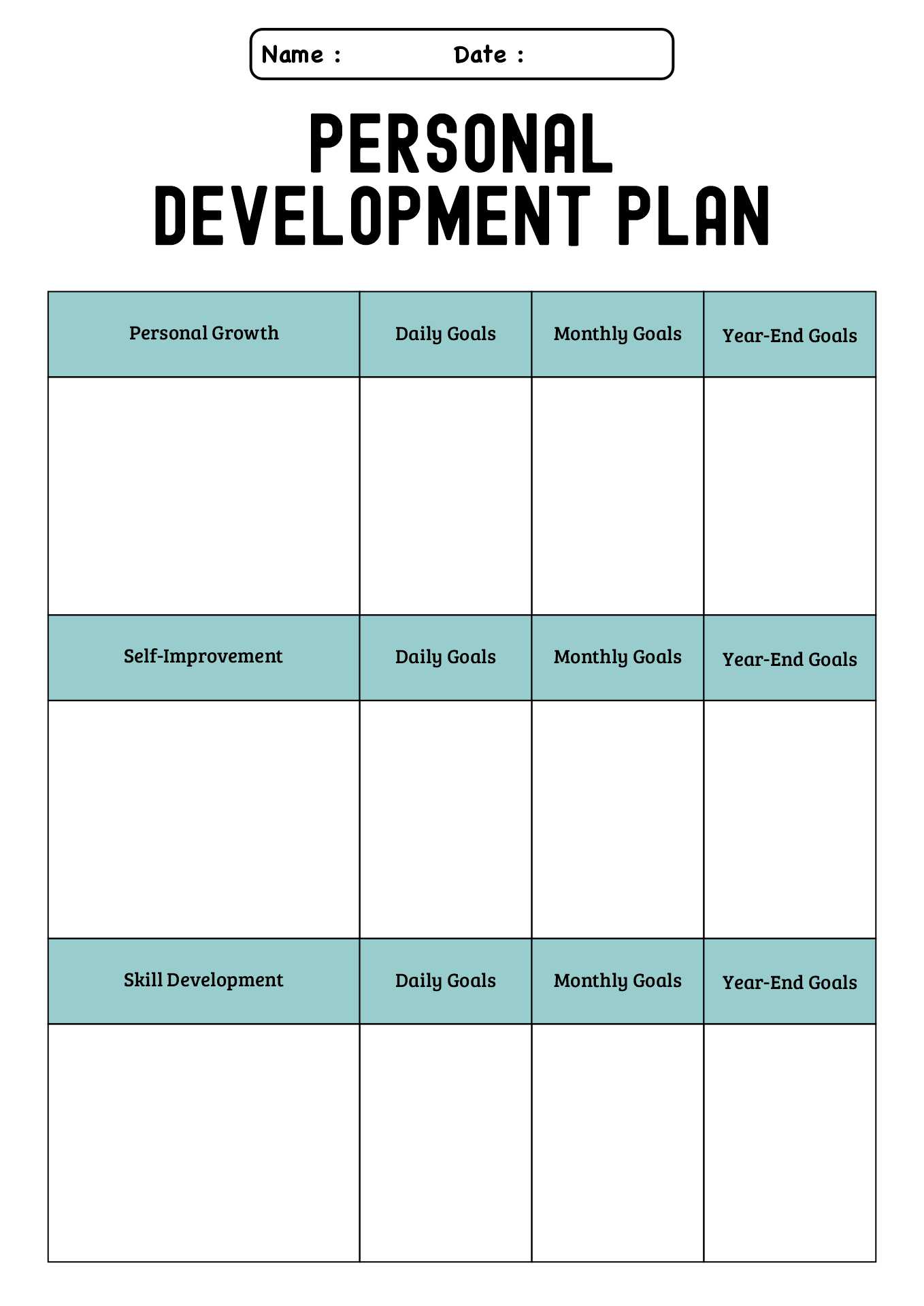 Career Development Plan Worksheet for Students
