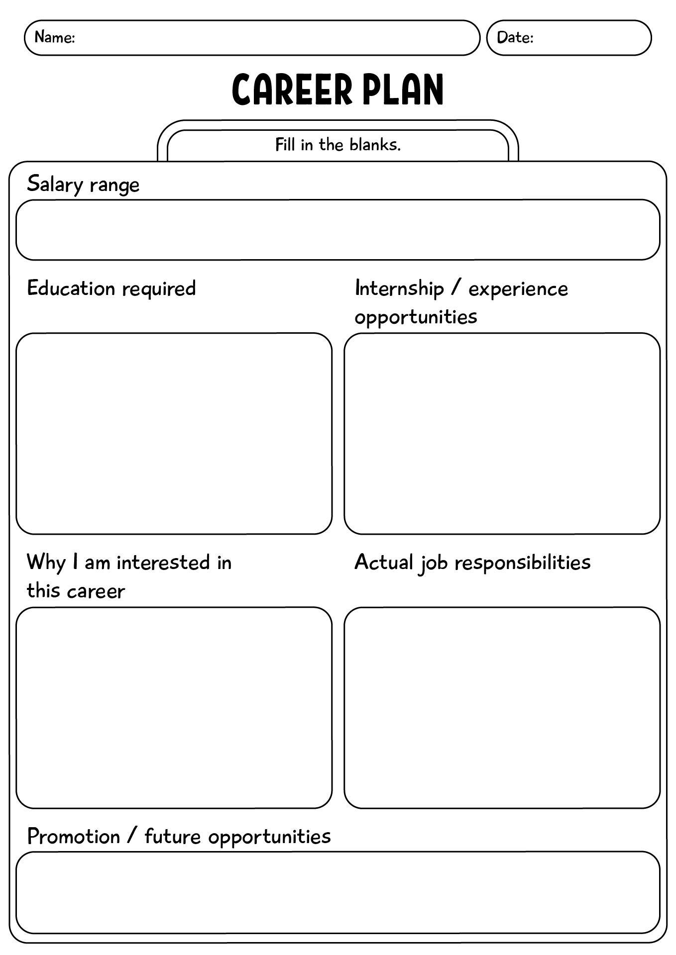 Career Plan Worksheet