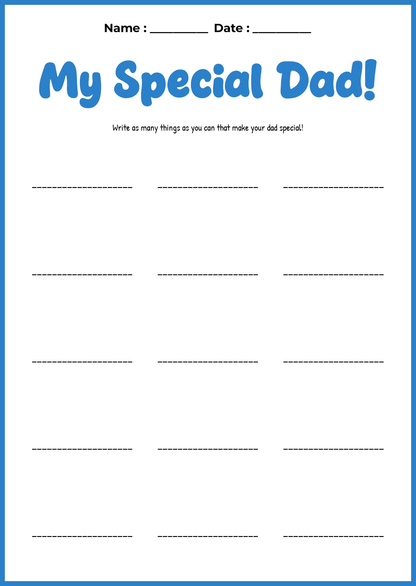 Celebrate My Dad Worksheet for Fathers Day