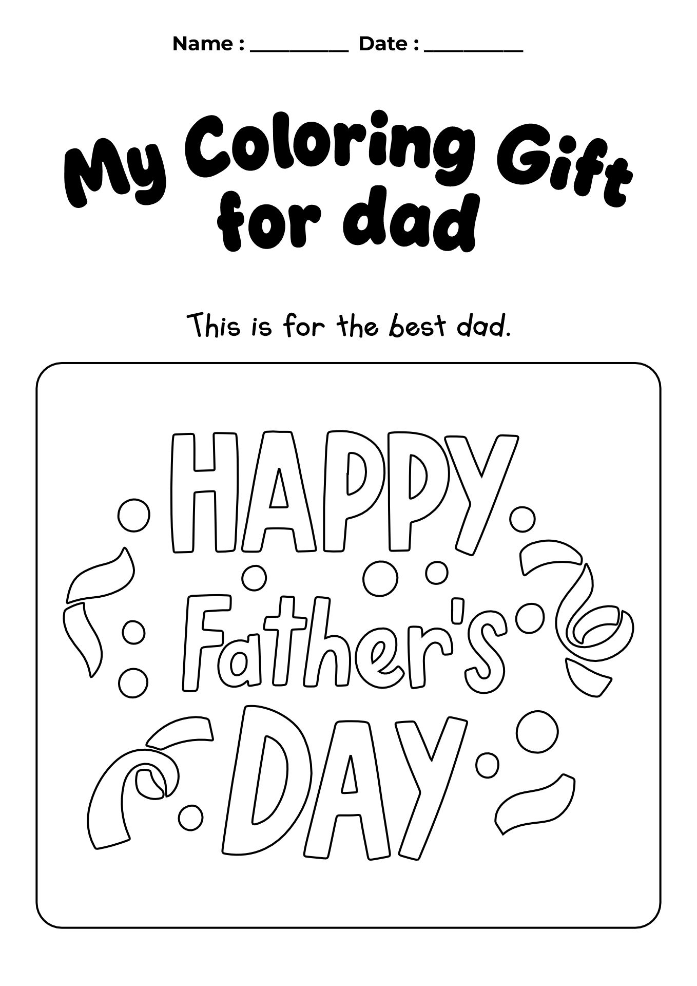 Celebrating Dad Personalized Worksheet