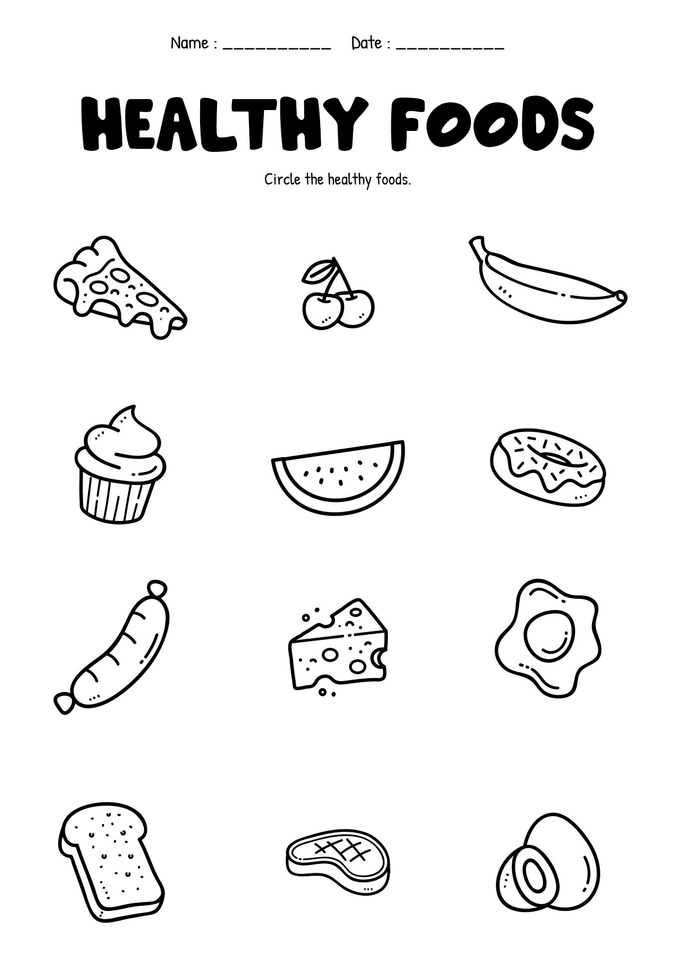 Choosing Healthy Foods Worksheet