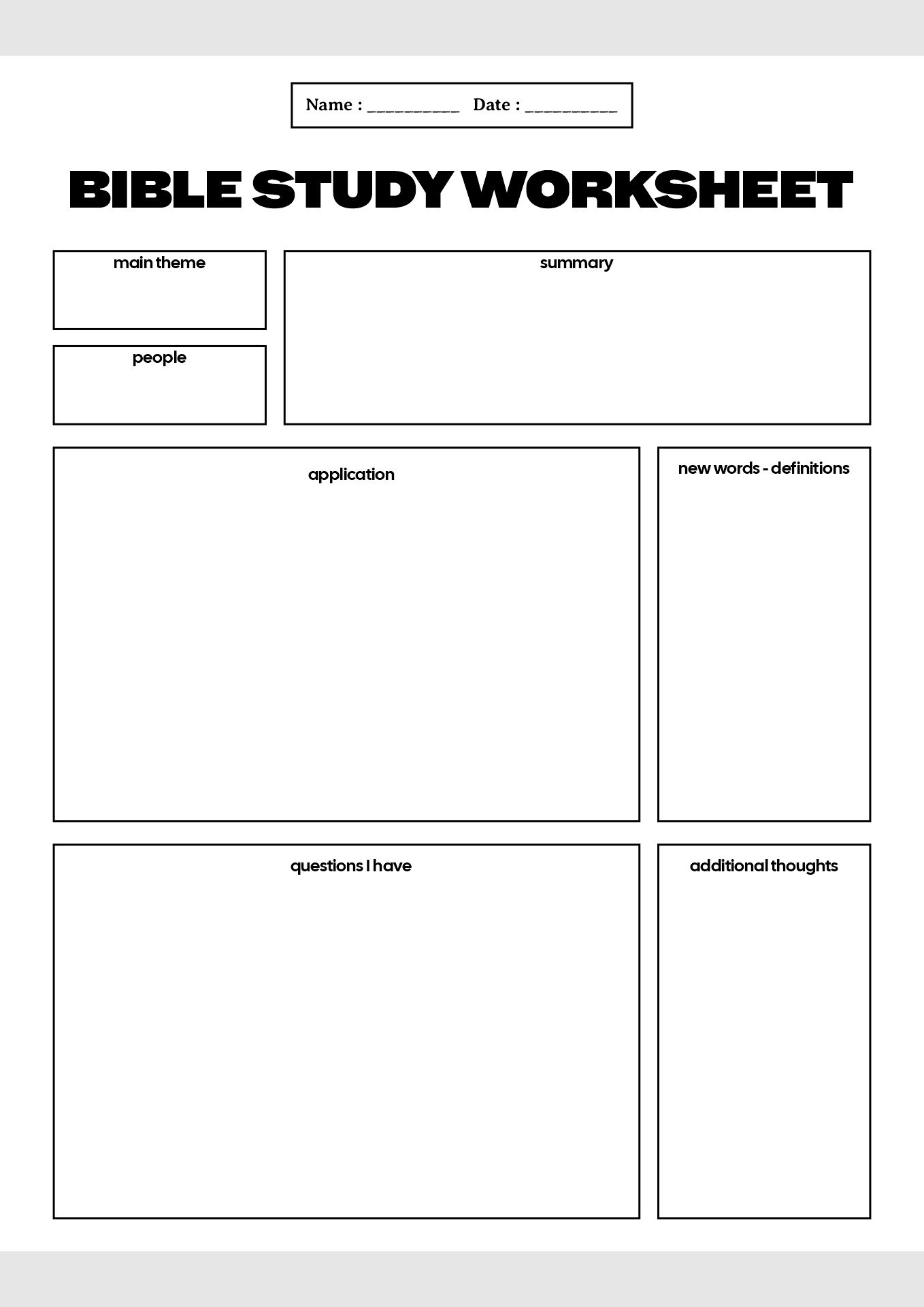 Daily Bible Study Worksheets