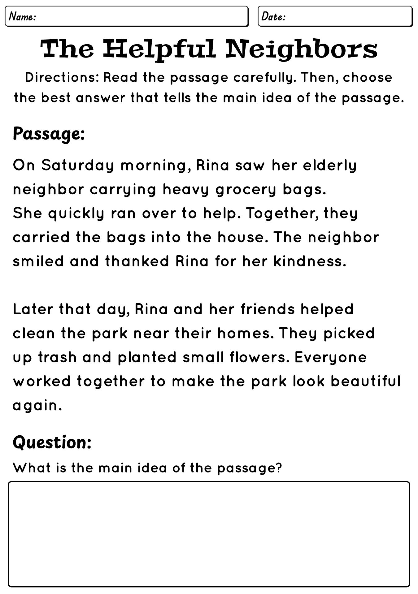 Engaging 3rd Grade Main Idea Worksheets
