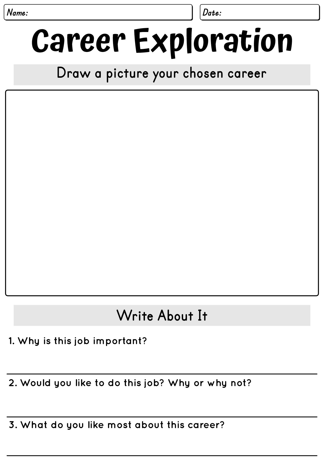 Explore And Describe The Career Worksheets