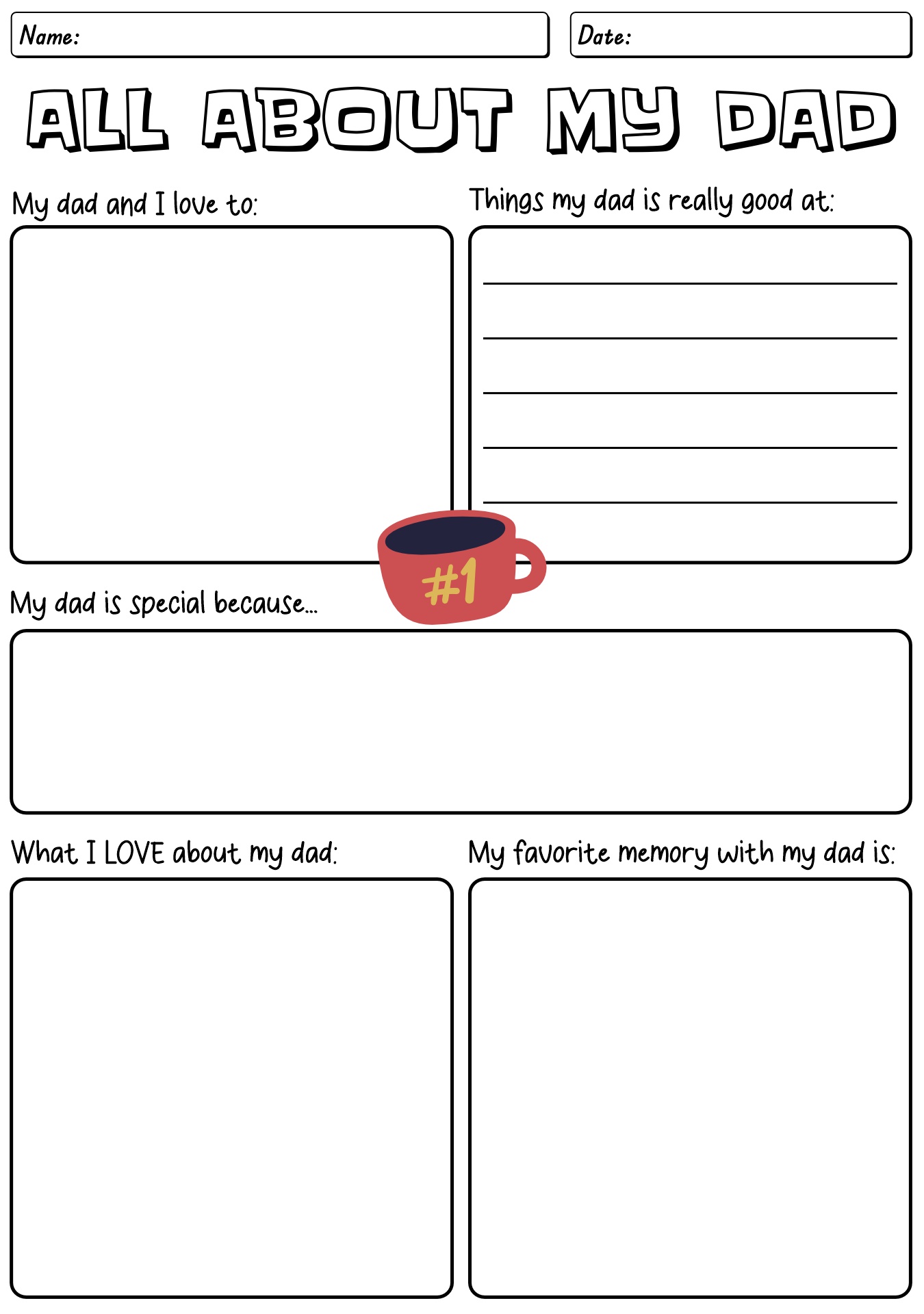 Fathers Day All About My Dad Worksheets