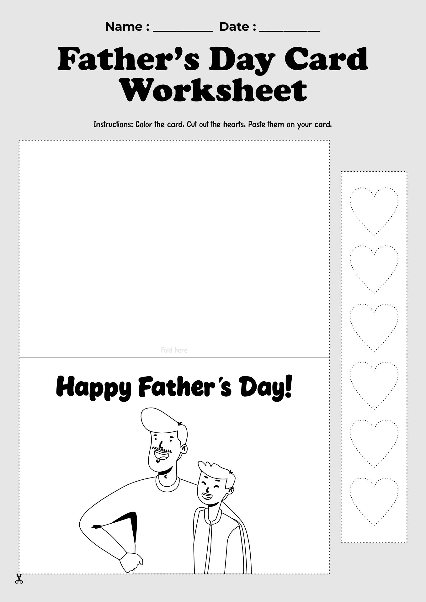 Fathers Day Card Making Worksheets for Kindergarten