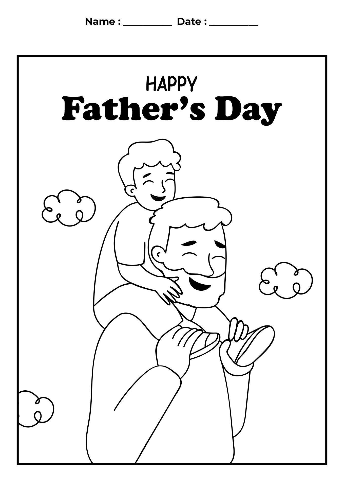 Fathers Day Coloring Kindergarten Worksheets