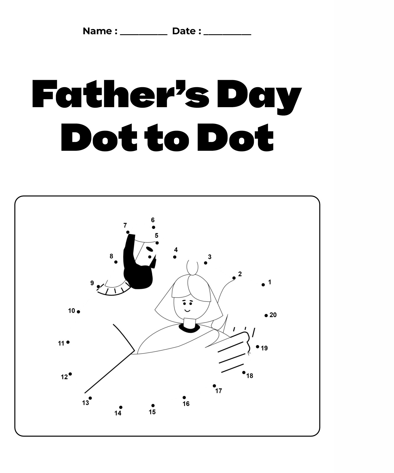 Fathers Day Dot to Dot Printables for Kindergarten