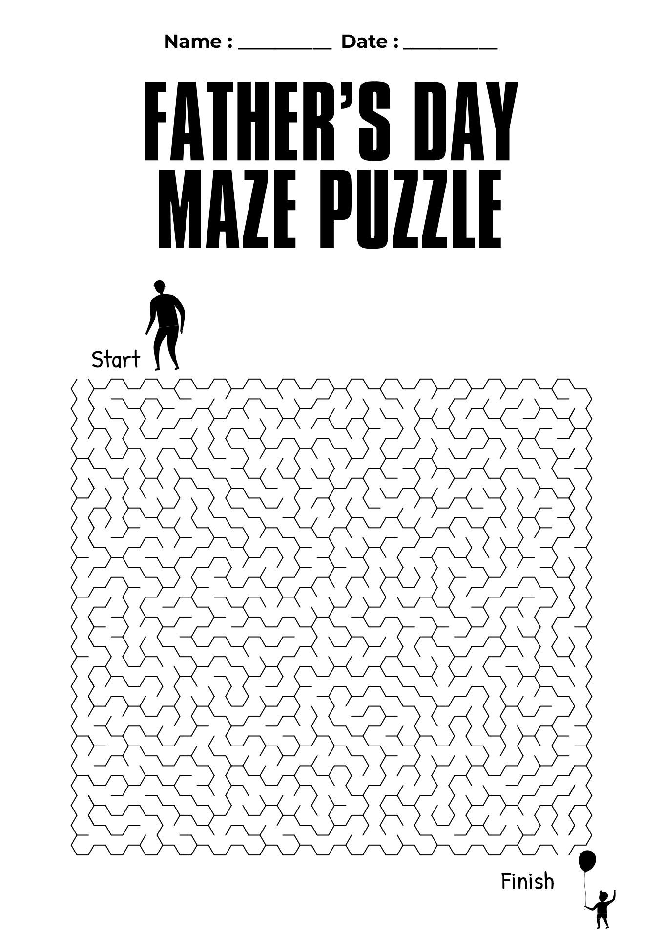 Fathers Day Printable Maze Puzzles Kindergarten