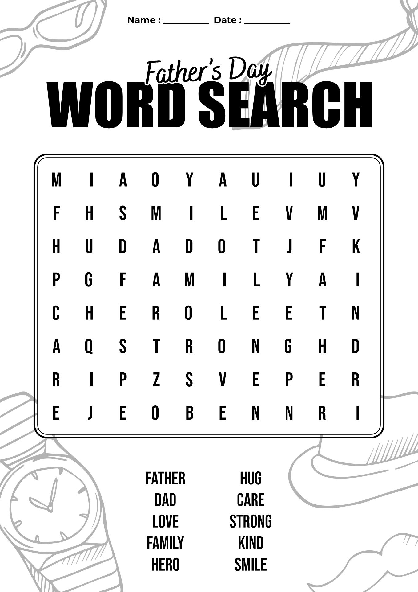 Father’s Day Word Search Puzzles Printables