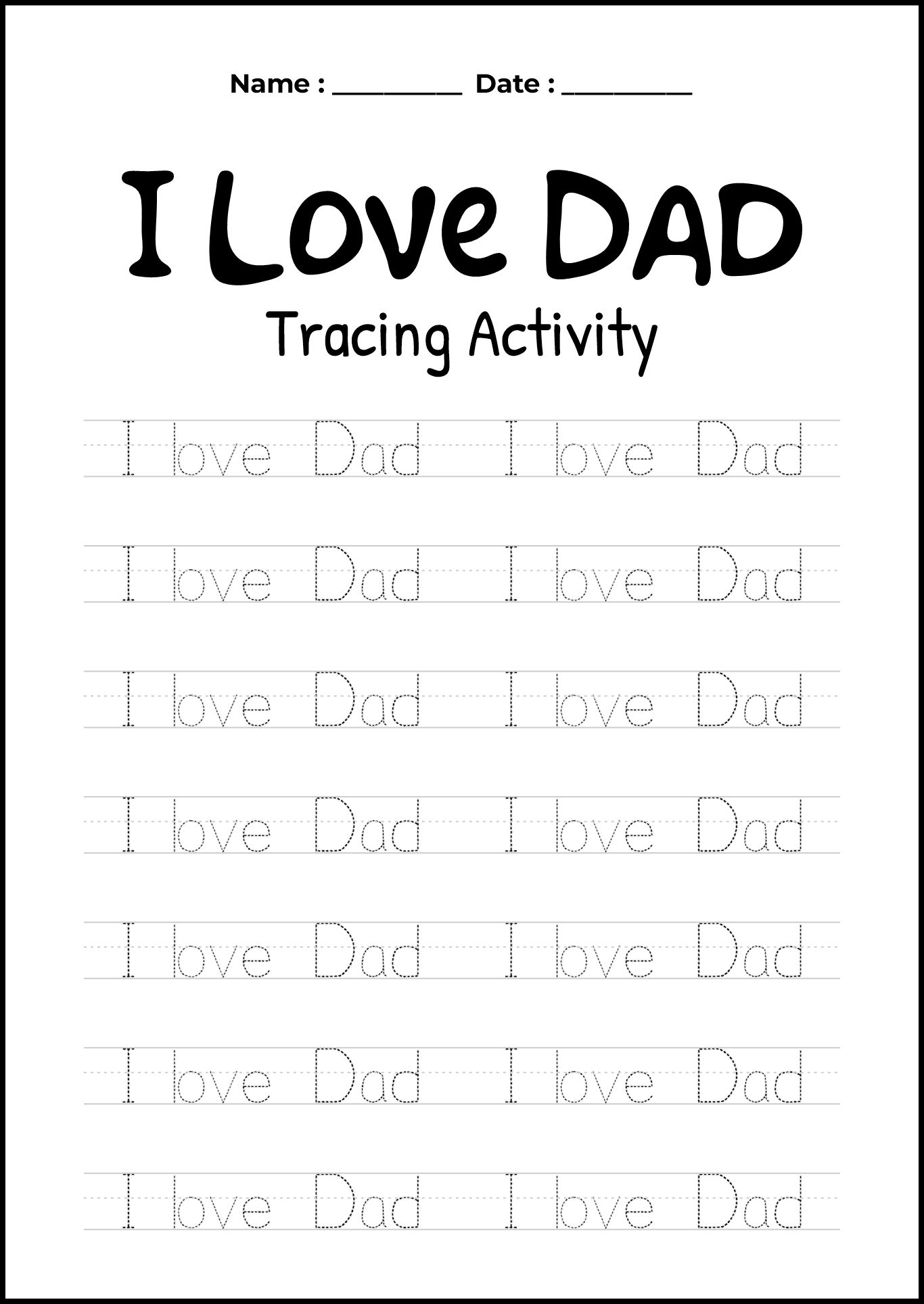 Father’s Day Worksheets Printable