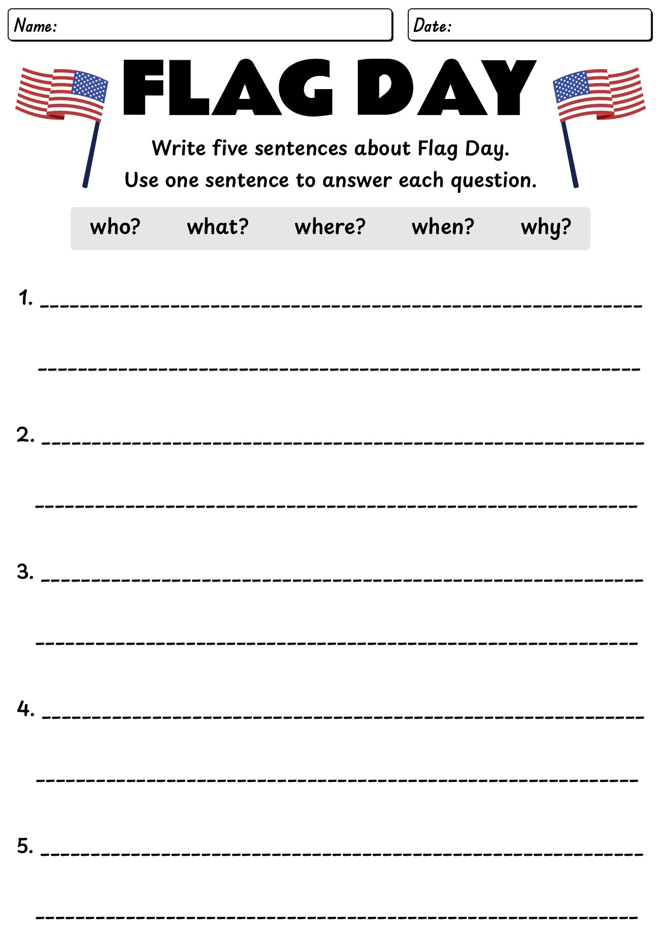 Flag Day Activities Sheets
