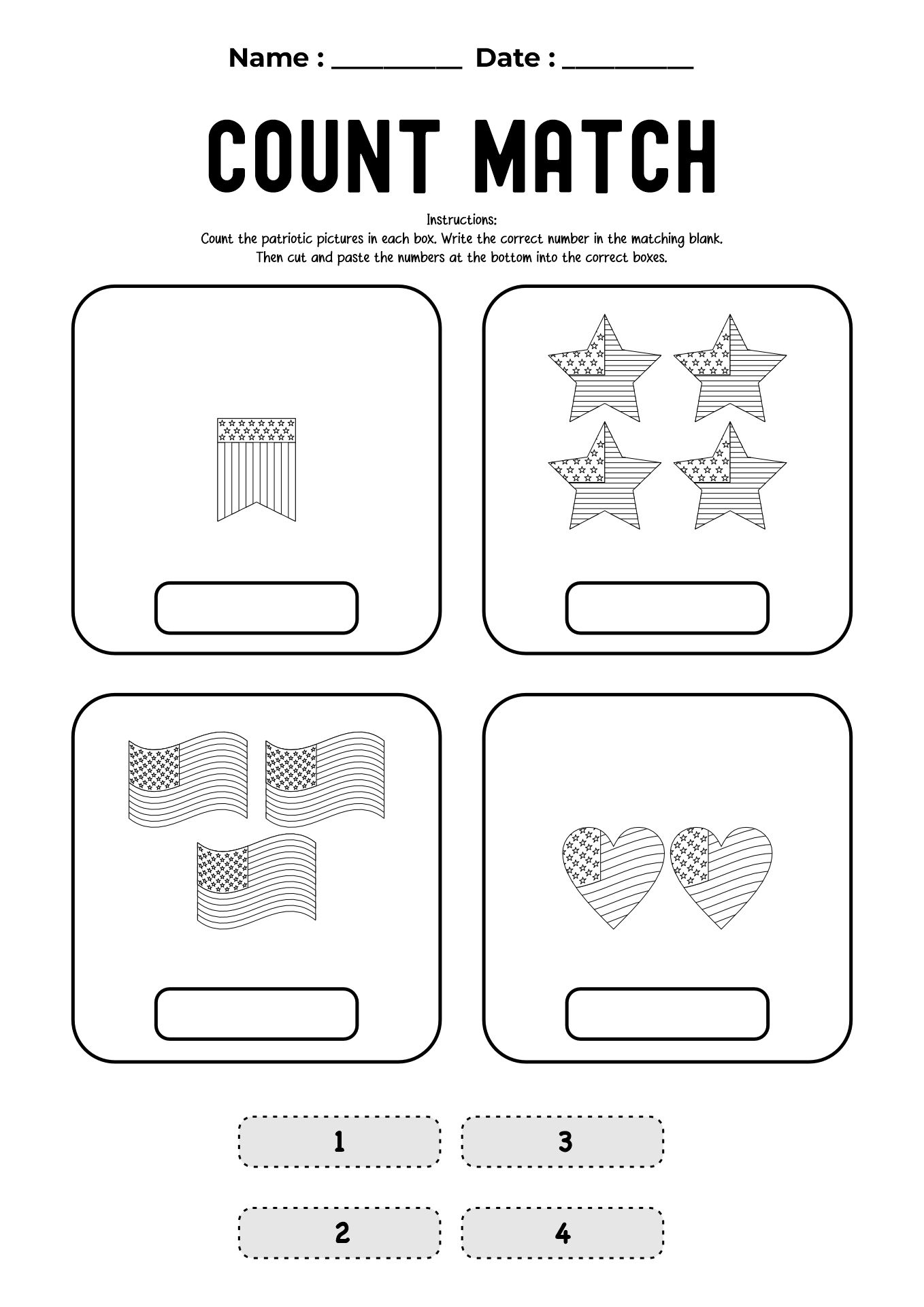 Flag Day Counting and Numbers Activities