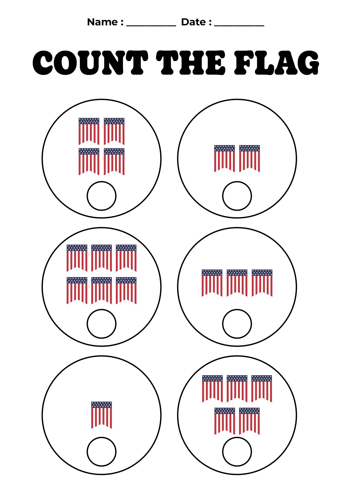 Flag Day Counting Worksheet