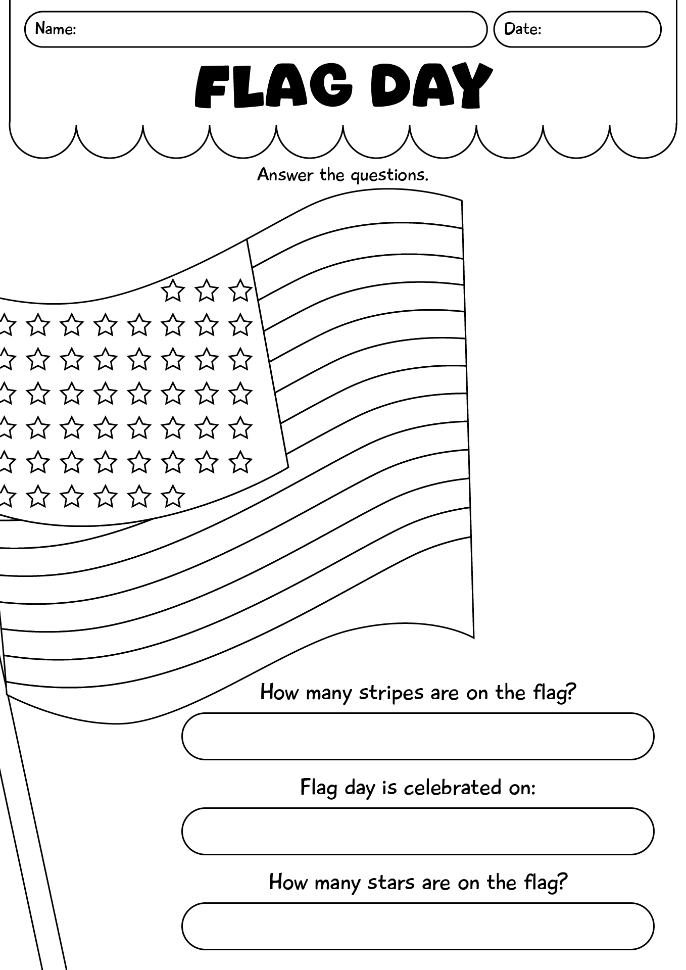 Flag Day Printable Worksheets