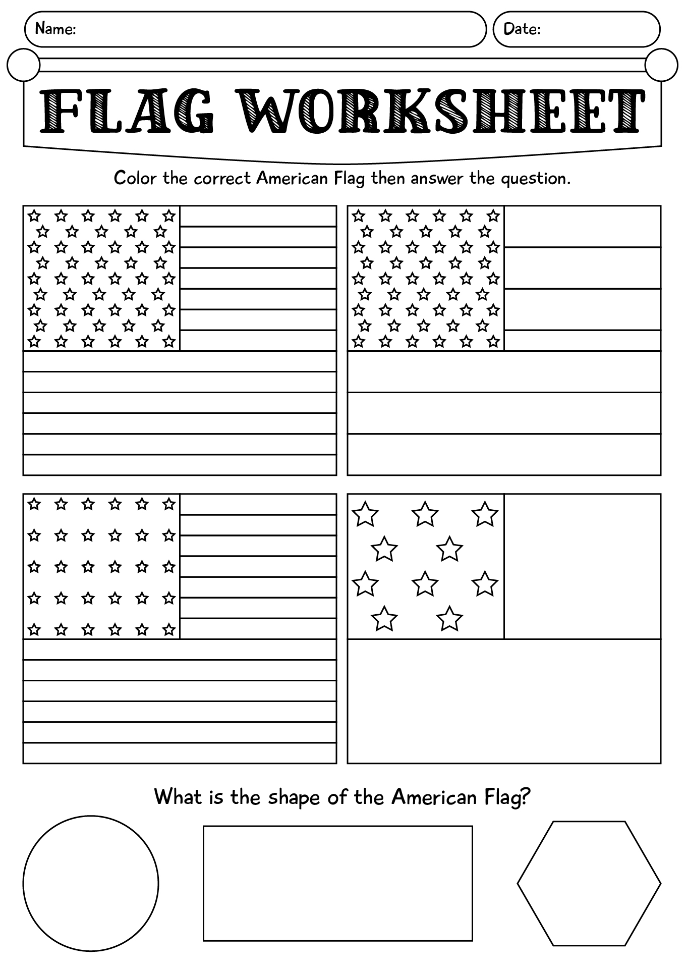 Flag Of The United States Worksheets