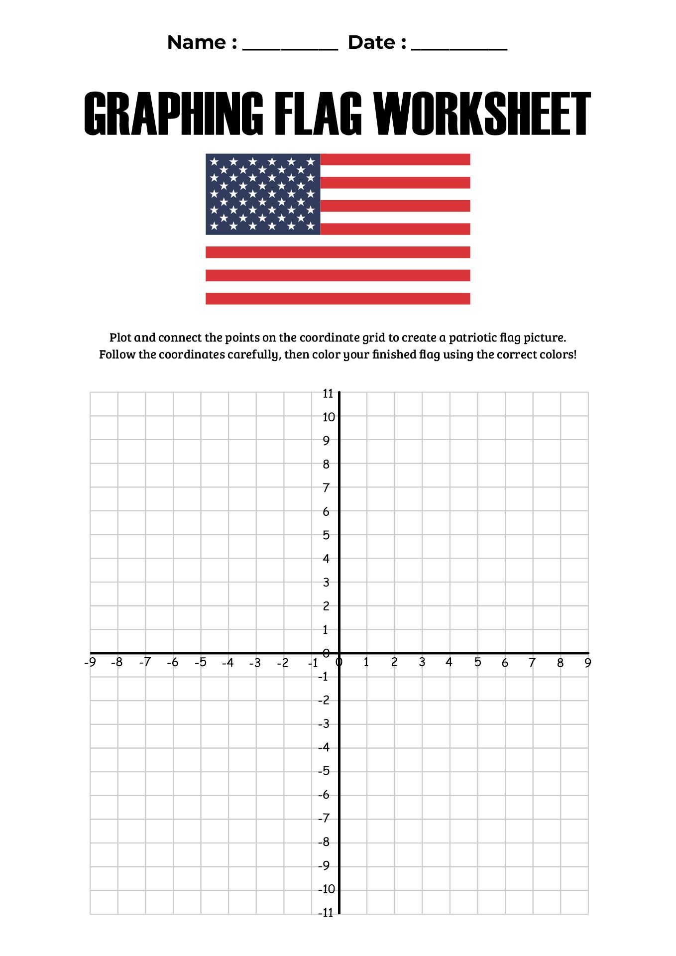 Graphing Flag Worksheet