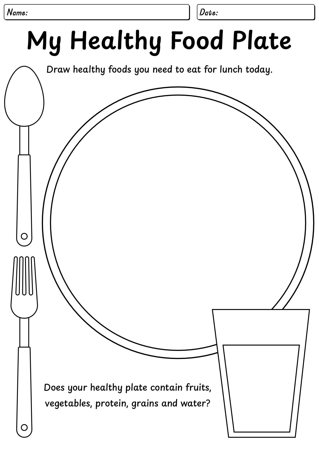 Healthy Eating Food Worksheets for Kindergarten