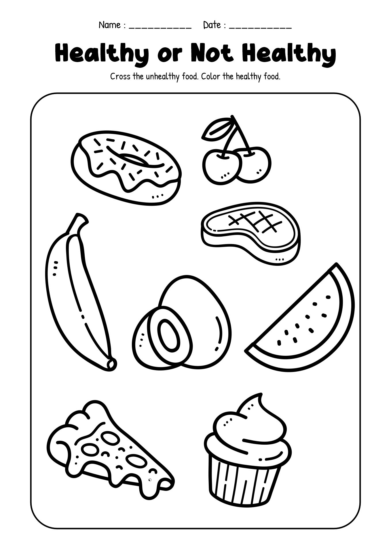 Healthy Eating Habits Worksheets for Kindergarten