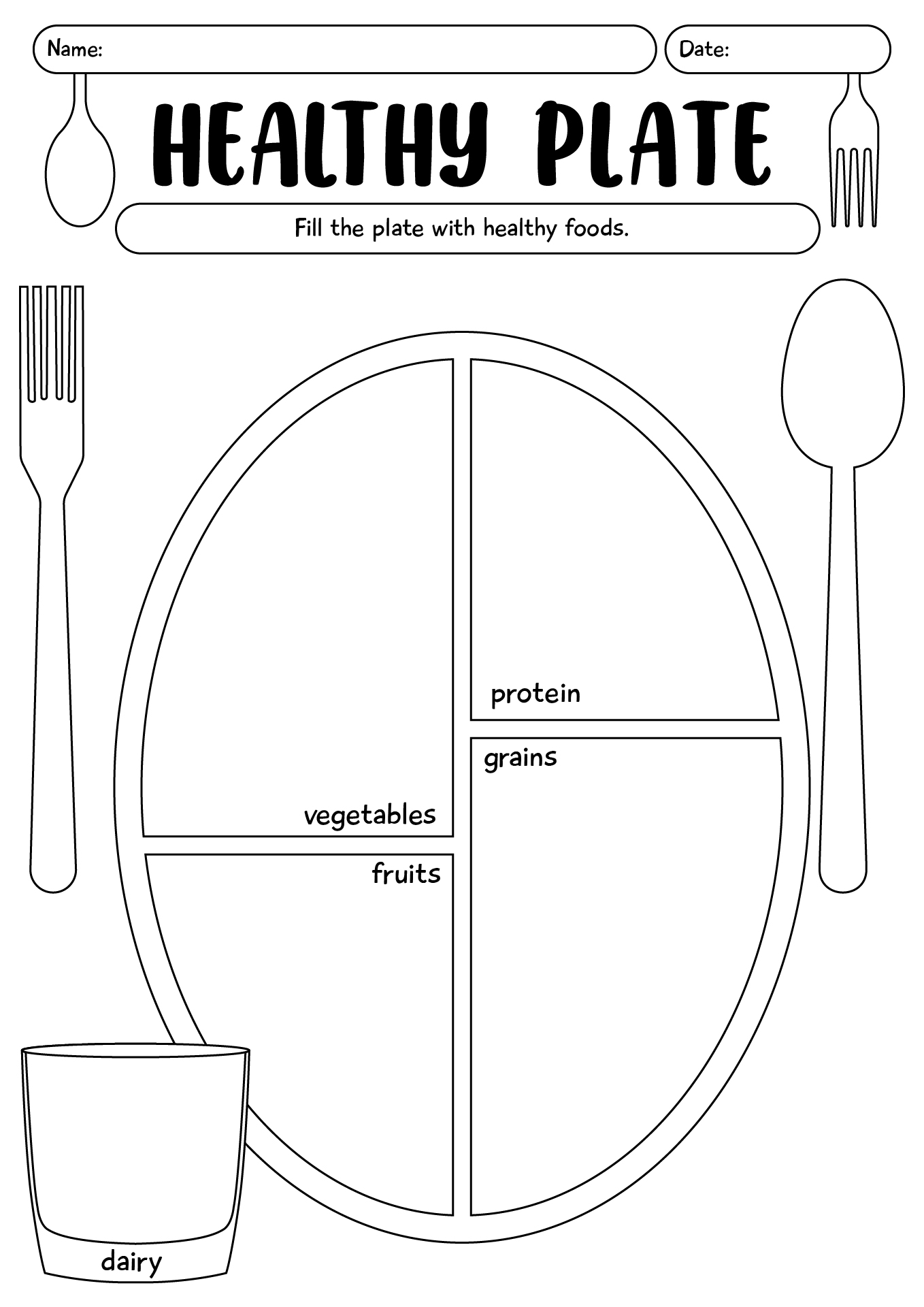 Healthy Eating Plate Printable Worksheet