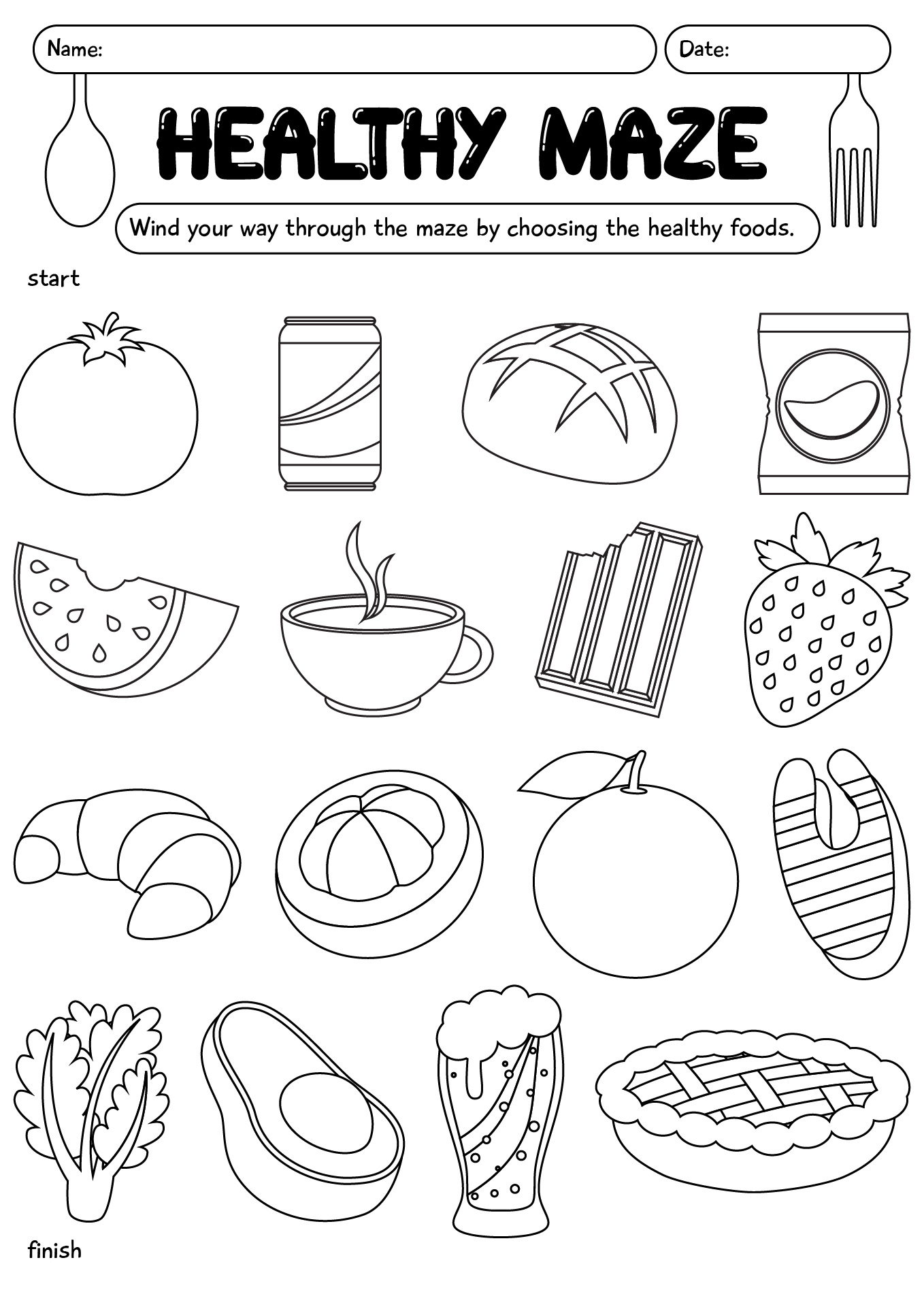 Healthy Food Game Worksheets