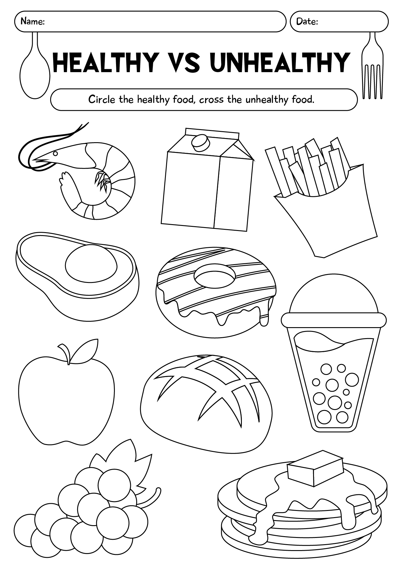 Healthy Food Vs Unhealthy Food Worksheets