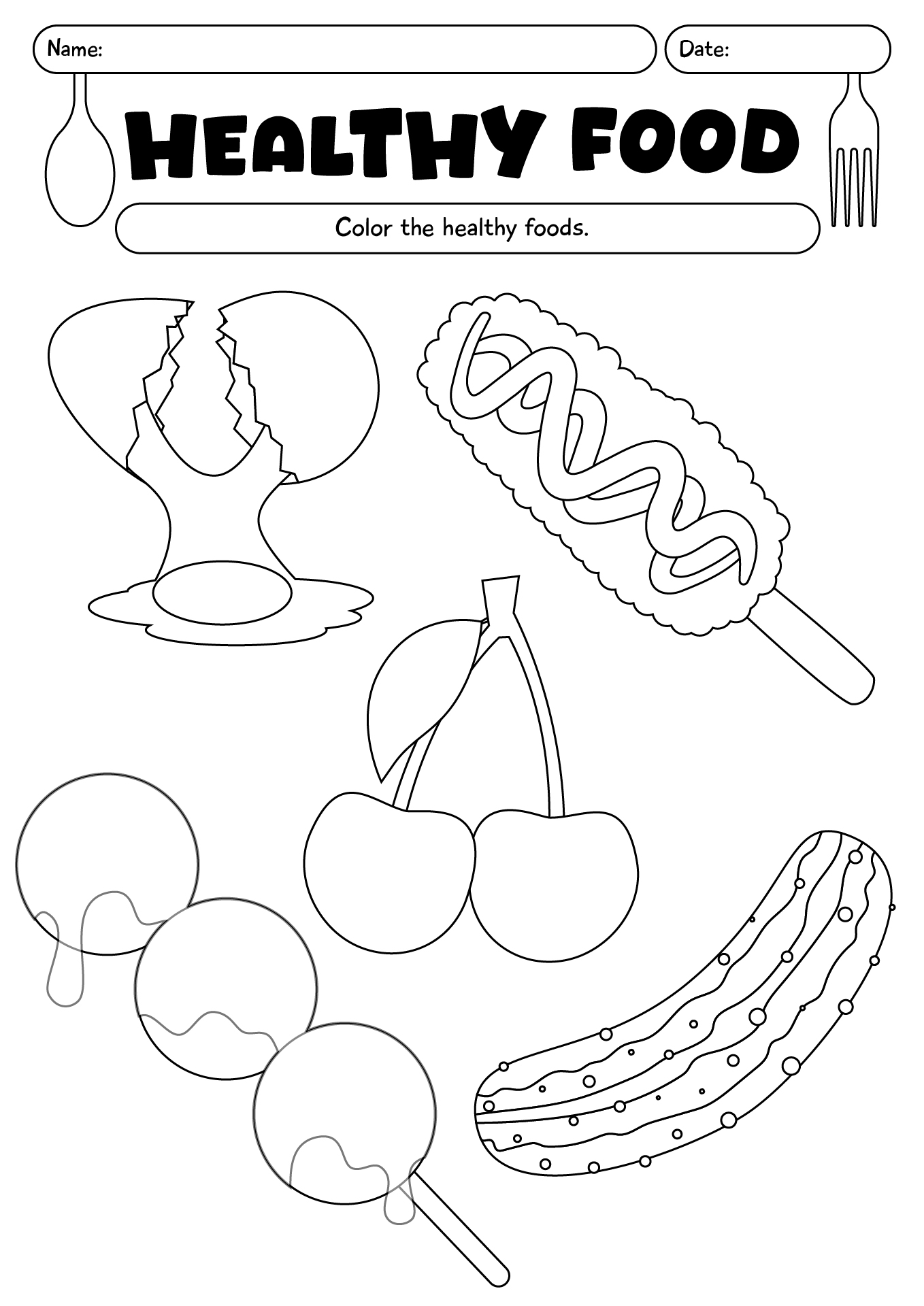 Healthy Food Worksheet For Kids