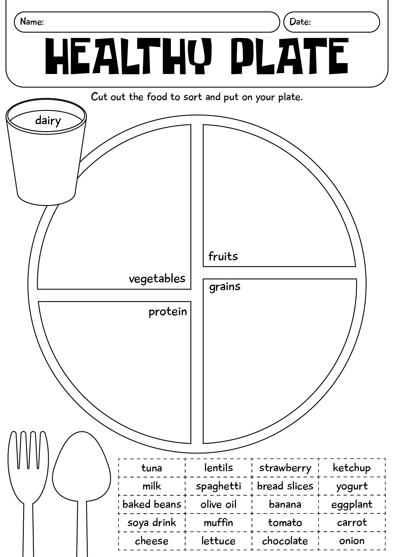 Healthy Plate Sorting Worksheet