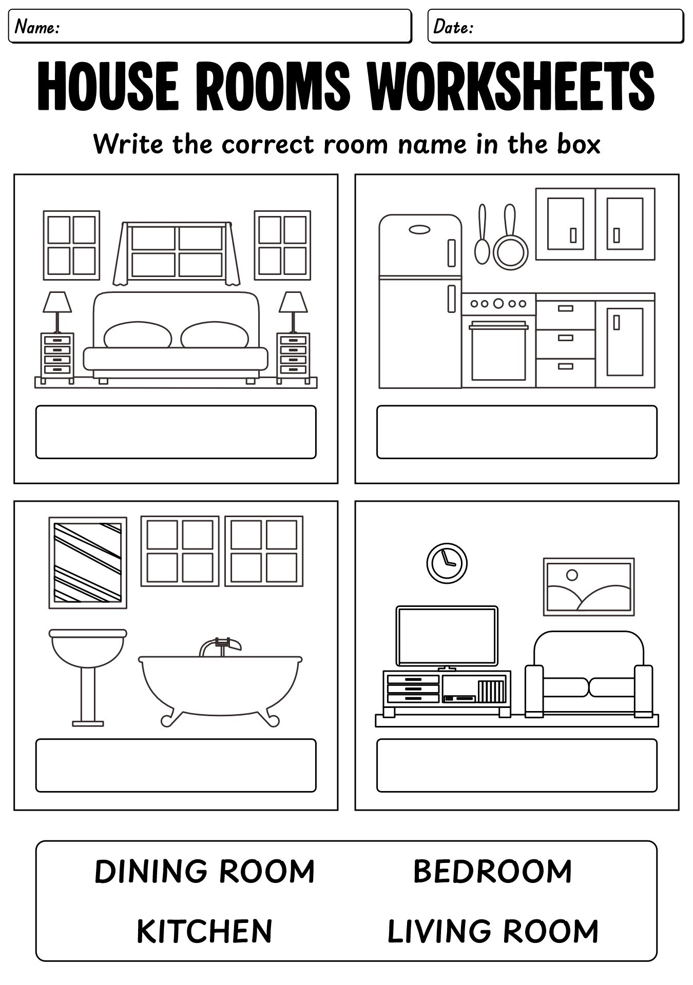 House Rooms Worksheets