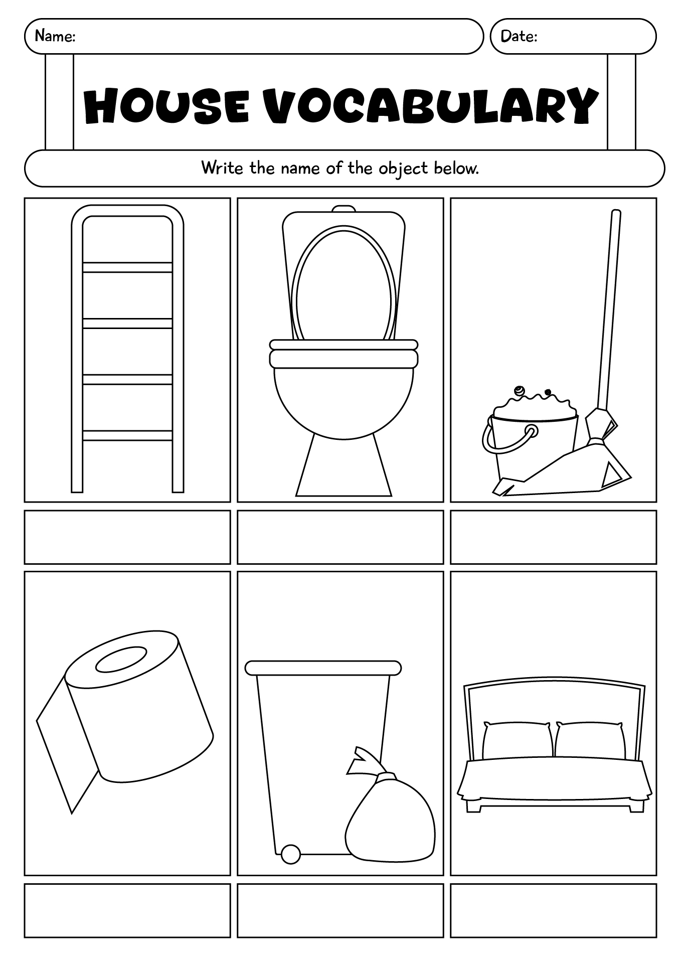 House Vocabulary Worksheets