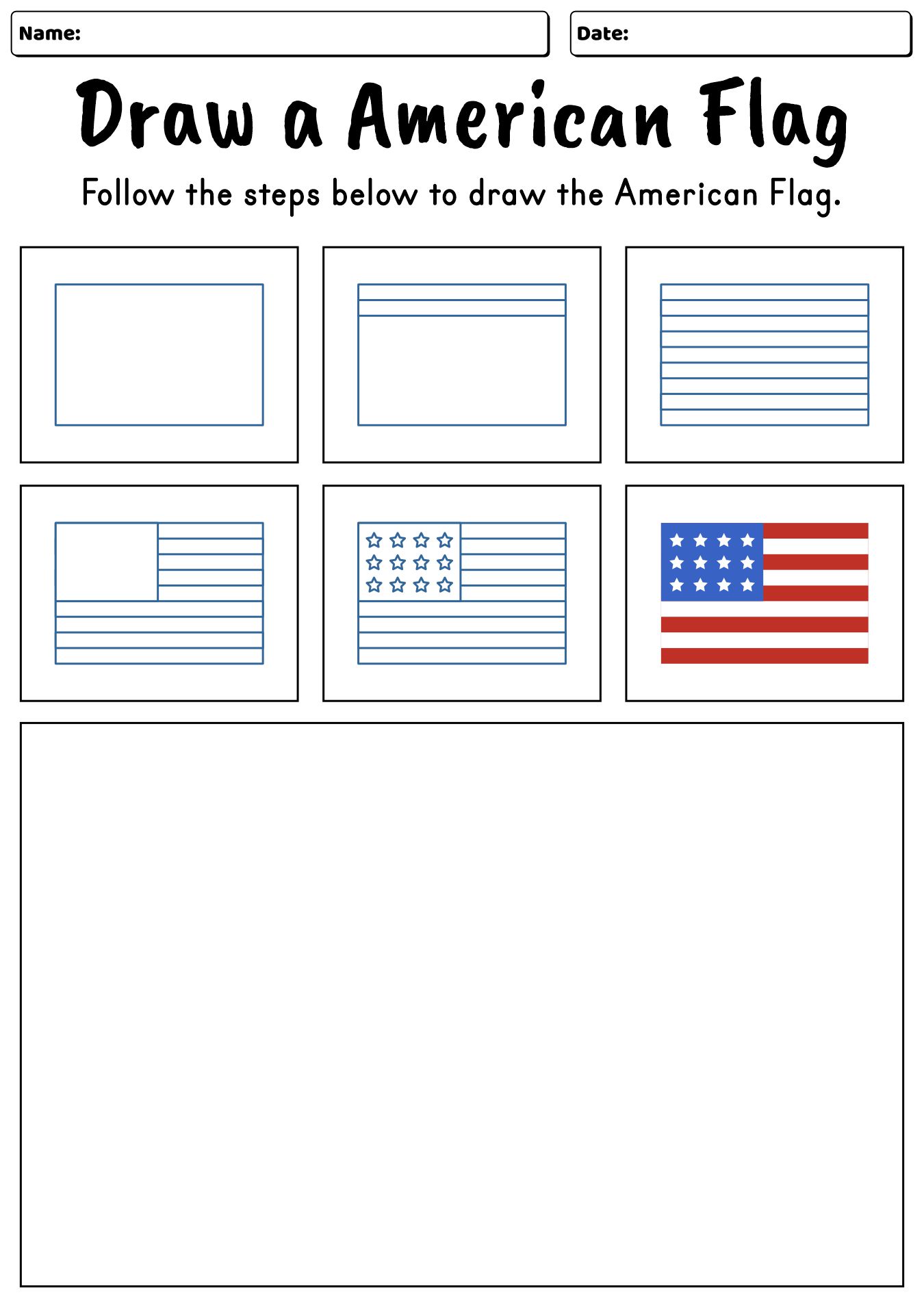 How To Draw An American Flag Worksheet
