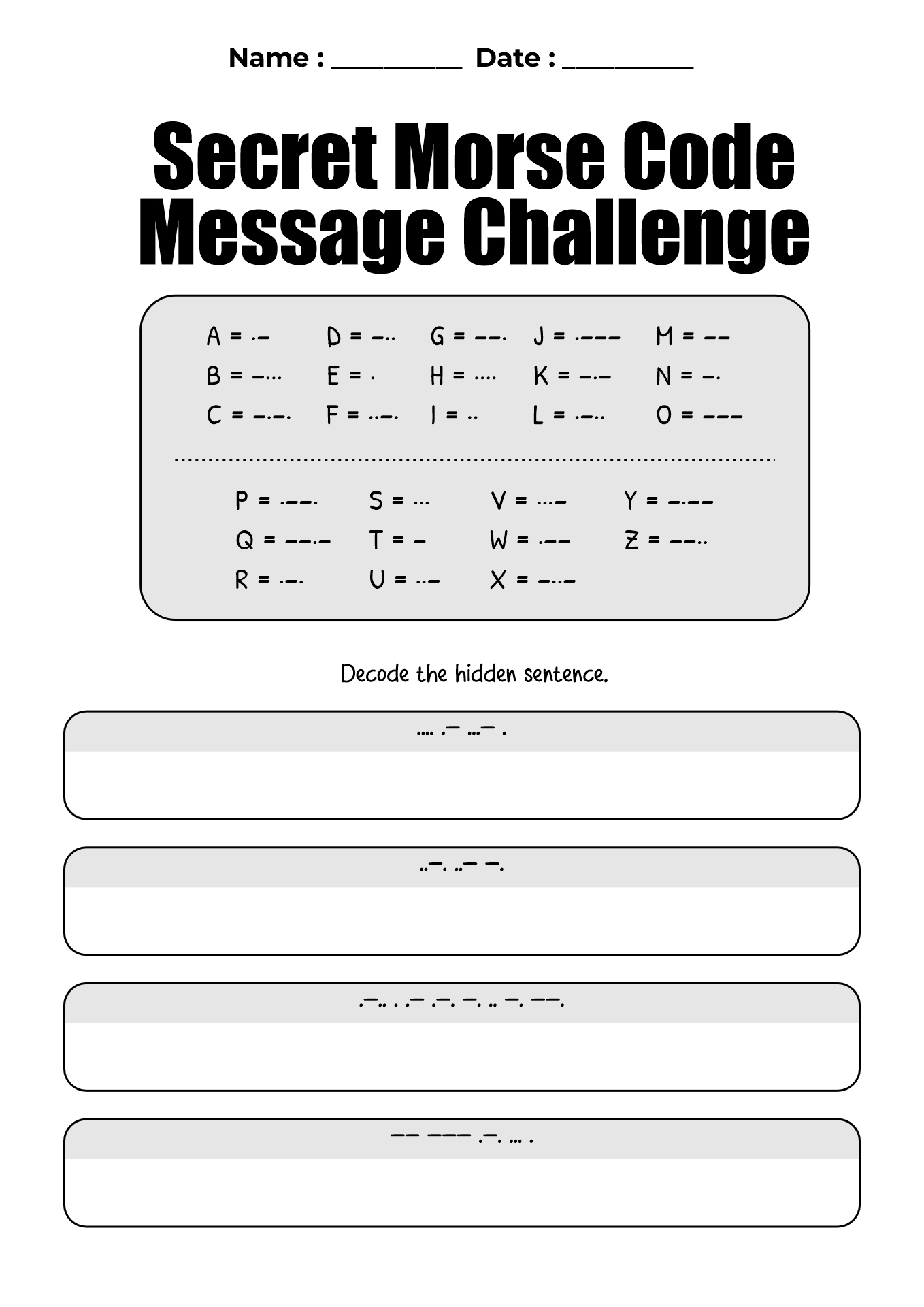 Interactive Morse Code Practice Worksheets