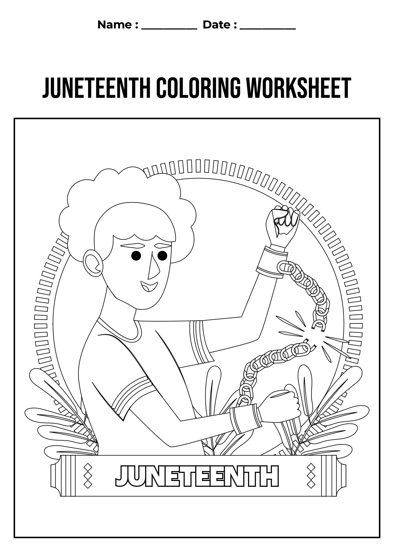 Juneteenth Celebration Worksheet for Kids