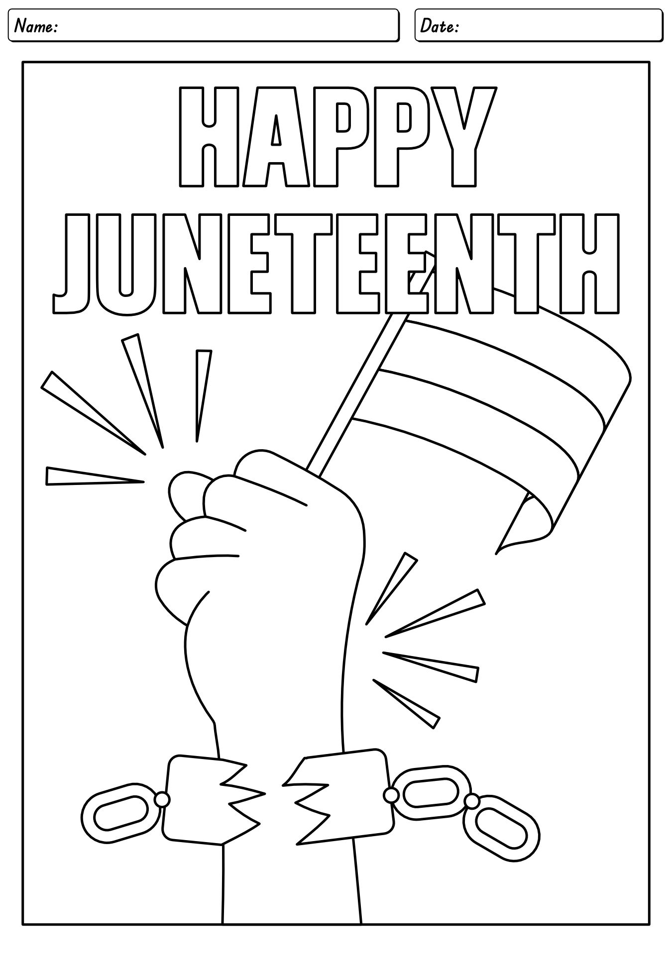 Juneteenth Coloring Activity Worksheets