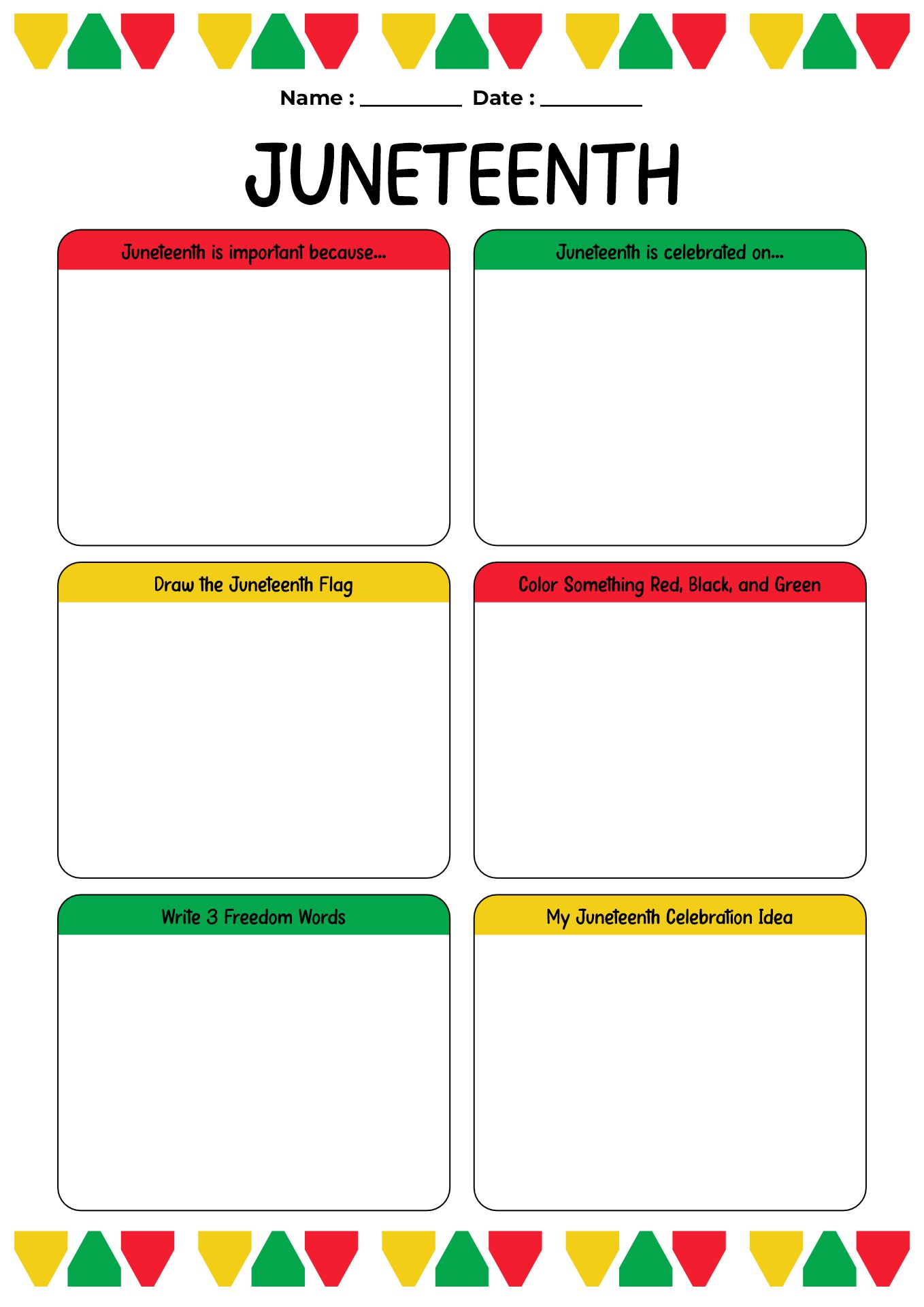 Juneteenth Fun Worksheet