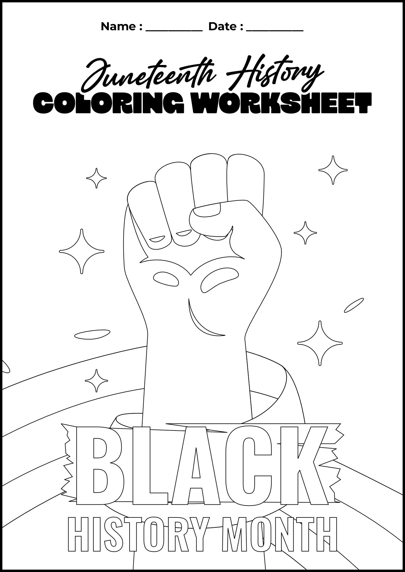 Juneteenth History Activities Worksheet